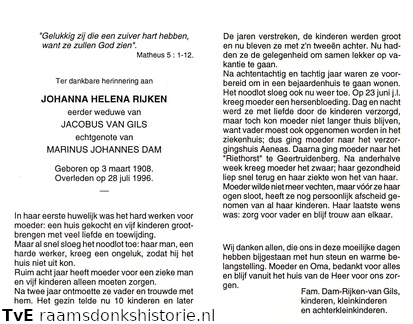 Johanna Helena Rijken Marinus Johannes Dam Jacobus van Gils
