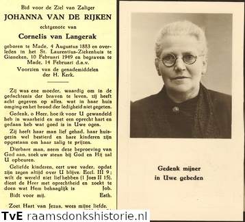 Johanna van de Rijken Cornelis van Langerak