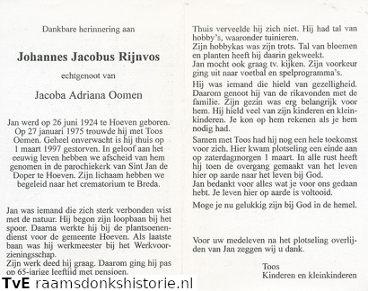 Johannes Jacobus Rijnvos Jacoba Adriana Oomen