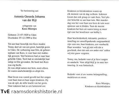 Antonia Gerarda Johanna van der Rijt Kees Mientjes