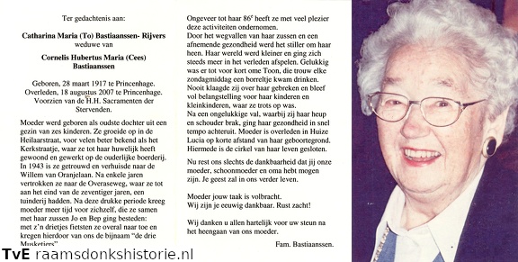 Catharina Maria Rijvers Cornelis Hubertus Maria Bastiaanssen