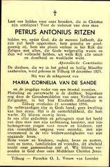 Petrus Antonius Ritzen Maria Cornelia van de Sande