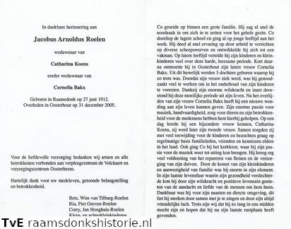 Jacobus Arnoldus Roelen Catharina Kroes  Cornelia Bakx