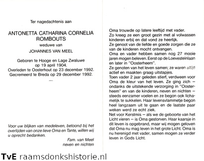 Antonetta Catharina Cornelia Rombouts Johannes van Meel