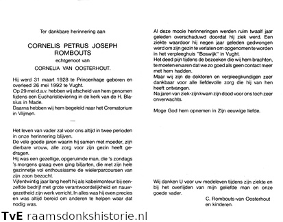 Cornelis Petrus Joseph Rombouts Cornelia van Oosterhout