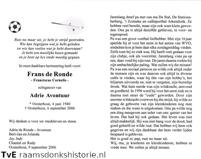 Franciscus Cornelis de Ronde Adrie Avontuur
