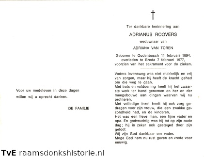 Adrianus Roovers Adriana van Toren