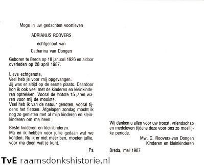 Adrianus Roovers Catharina van Dongen