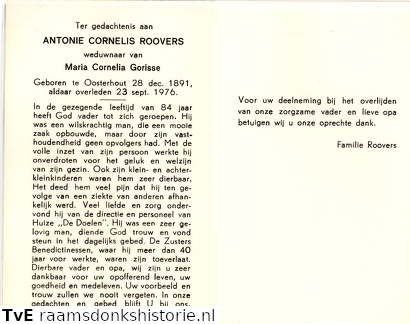 Antonie Cornelis Roovers Maria Cornelia Gorisse