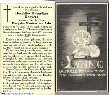 Hendrika Huberdina Roovers Dionysius Martinus van Aalst