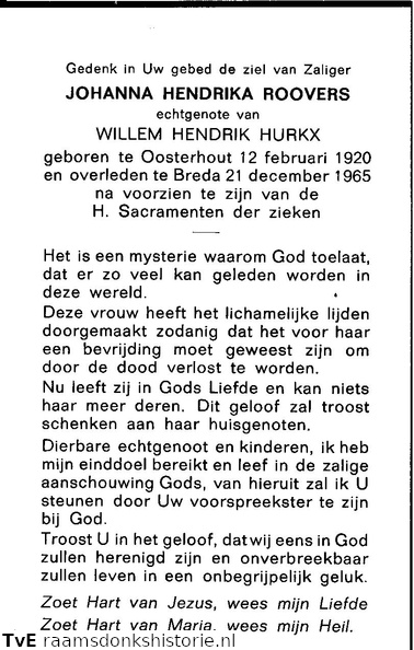 Johanna Hendrika Roovers Willem Hendrik Hurkx