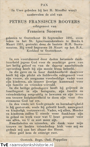 Petrus Franciscus Roovers Francisca Snoeren