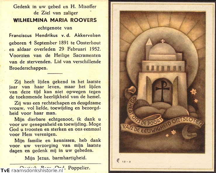 Wilhelmina Maria Roovers Franciscus Hendrikus van den Akkerveken