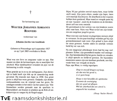 Wouter Johannes Adrianus Roovers Johanna Jacoba van Asseldonk