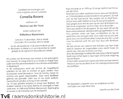 Cornelia Rovers  Marinus van der Vorst Wilhelmus Marijnissen