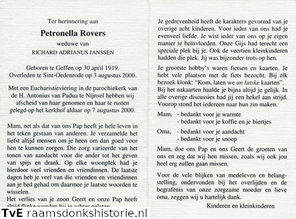 Petronella Rovers,  Richard Adrianus Janssen