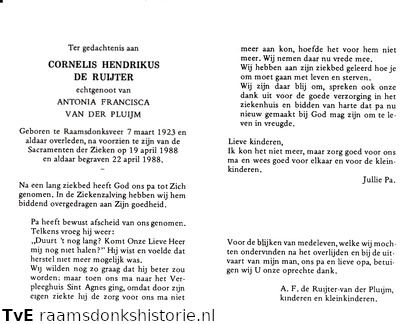 Cornelis Hendrikus de Ruijter Antonia Francisca van der Pluijm