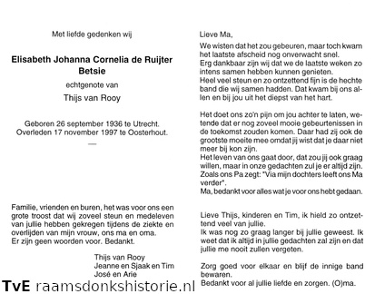 Elisabeth Johanna Cornelia de Ruijter Thijs van Rooy