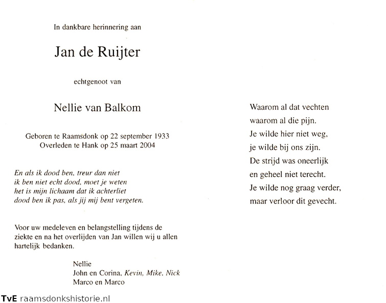 Jan de Ruijter Nellie van Balkom