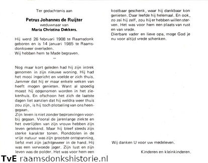 Petrus Johannes de Ruijter Maria Christina Dekkers