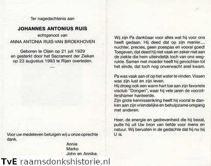 Johannes Antonius Ruis Anna Antonia van Broekhoven