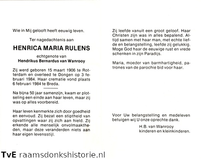 Henrica Rulens Hendrikus Bernardus van Wanrooy