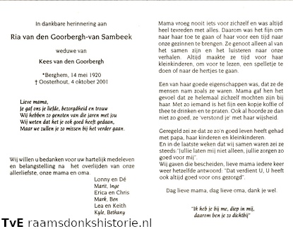 Ria van Sambeek Kees van den Goorbergh