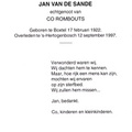 Jan van de Sande Co Rombouts