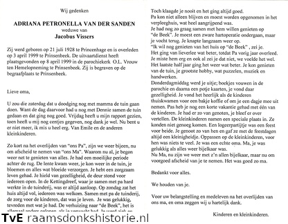 Adriana Petronella van der Sanden Jacobus Vissers