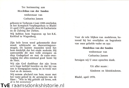 Hendrikus van der Sanden Catharina Jansen