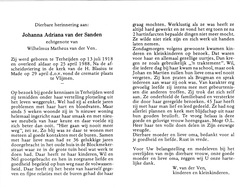 Johanna Adriana van der Sanden Wilhelnmus Matheus van der Ven