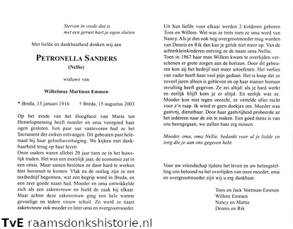 Petronella Sanders Wilhelmus Martinus Emmen
