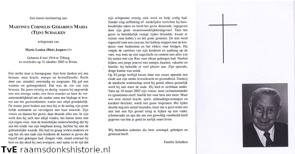 Martinus Cornelis Gerardus Maria Schalken Maria Louisa Jaspers