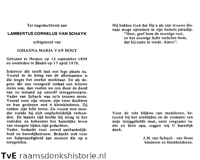 Lambertus Cornelus van Schayk Johanna Maria van Hout