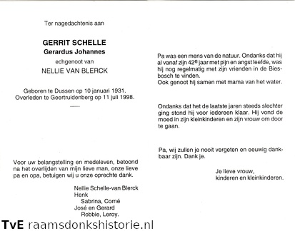Geradus Johannes Schelle Nellie van Blerck