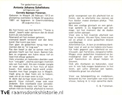 Antonia Johanna Schellekens Cornelis Bastiaan Fijneman