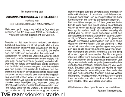 Johanna Pietronella Schellekens Cornelis Nicolaas Timmermans