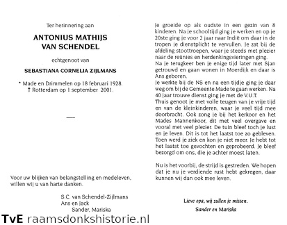 Antonius Mathijs van Schendel Sebastiana Cornelia Zijlmans