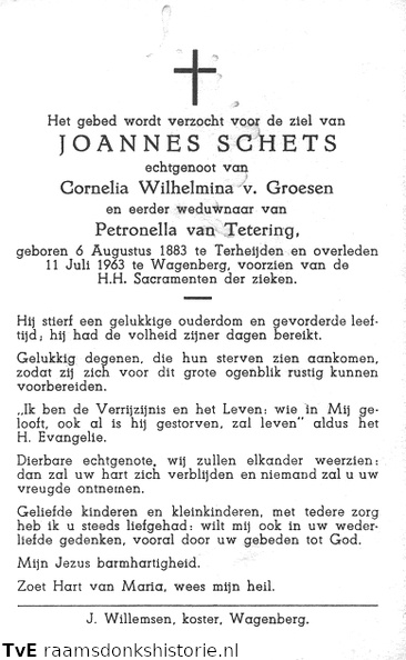 Joannes Schets Cornelia Wilhelmina van Groesen Petronella van Tetering