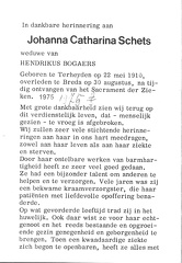 Johanna Catharina Schets  Hendrikus Bogaers