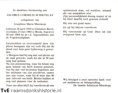 Jacobus Cornelis Schietecat Josephina Maria Moeskops