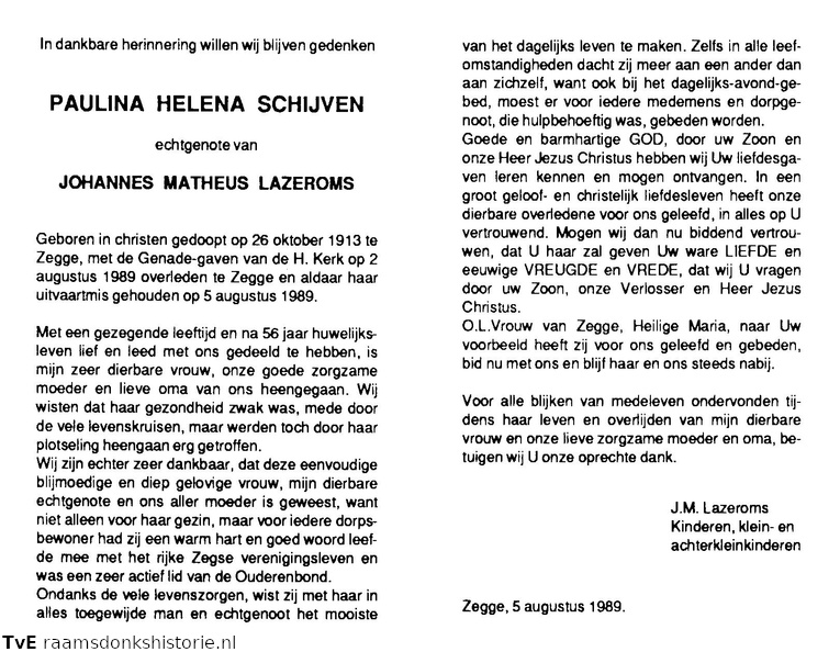 Paulina Helena Schijven Johannes Matheus Lazeroms