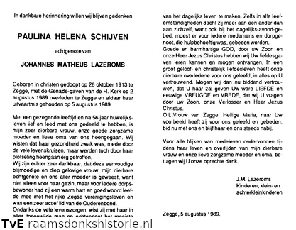 Paulina Helena Schijven Johannes Matheus Lazeroms