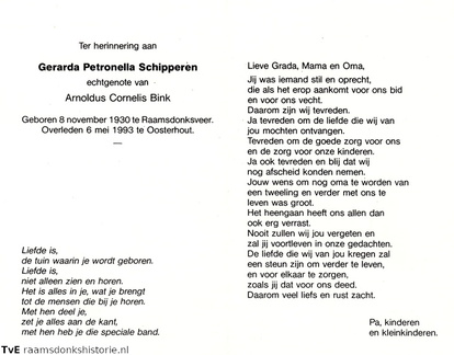 Gerarda Petronella Schipperen-Arnoldus Cornelis Bink