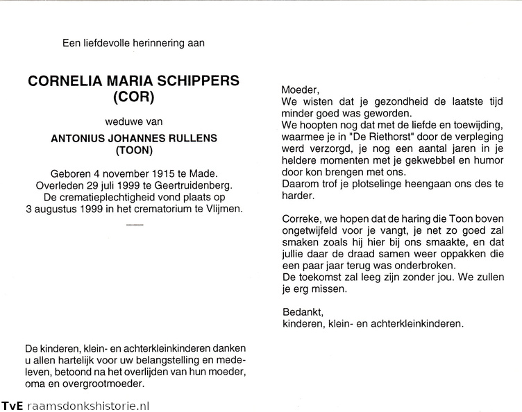 Cornelia Maria Schippers Antonius Johannes Rullens