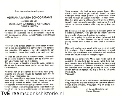 Adriana Maria Schoormans Johannes Antonius Adrianus Broekhoven