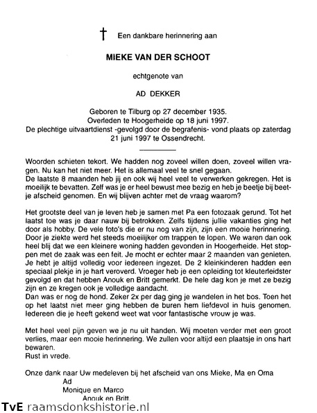 Mieke van der Schoot Ad Dekker