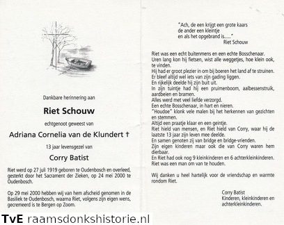 Riet Schouw (vr) Corry Batist Adriana Cornelia van de Klundert