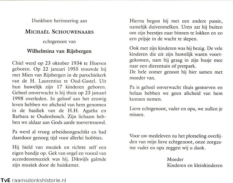 Michaël Schouwenaars Wilhelmina van Rijsbergen