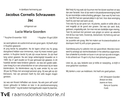 Jacobus Cornelis Schrauwen Lucia Maria Goorden